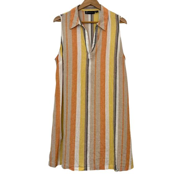 NY&CO Linen Sheath Dress XXL Striped Collared Summer Resort Preppy Classic - Picture 1 of 7